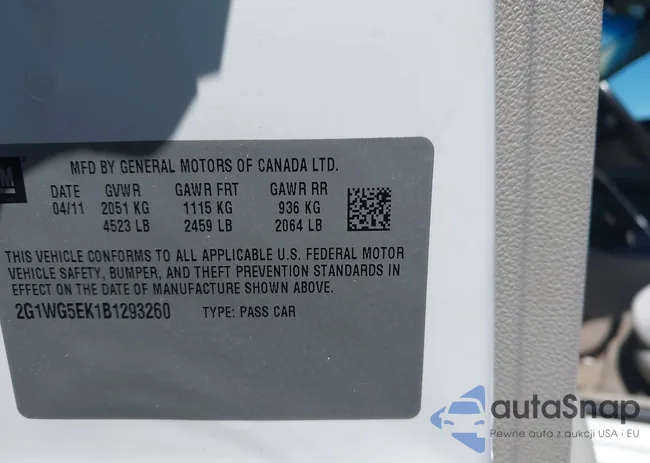 2G1WG5EK1B1293260: 42052930