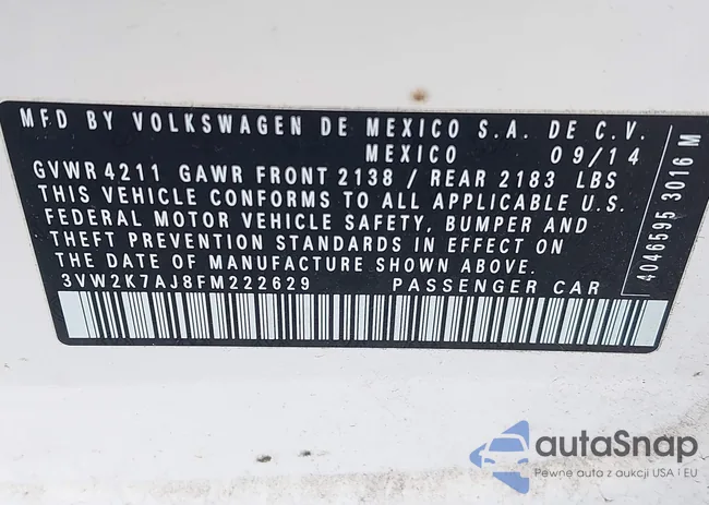 3VW2K7AJ8FM222629: 42053092