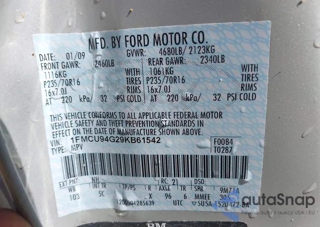 1FMCU94G29KB61542: 42053095