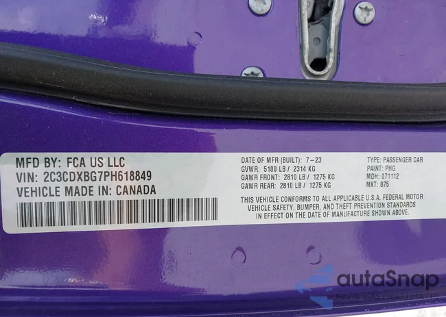 2C3CDXBG7PH618849: 42052433