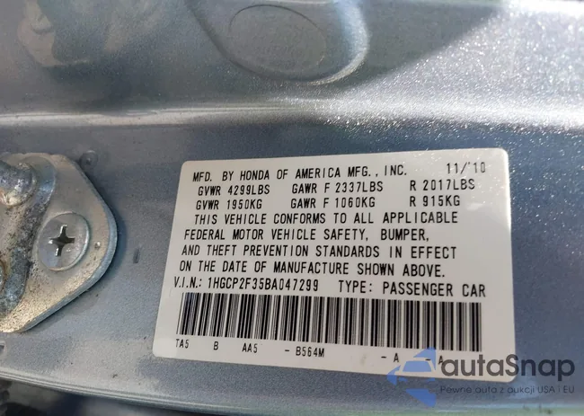 1HGCP2F35BA047299: 42052736