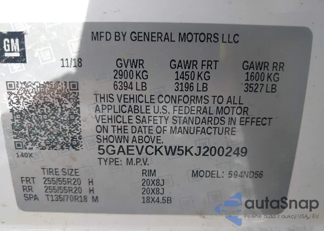 5GAEVCKW5KJ200249: 42054240