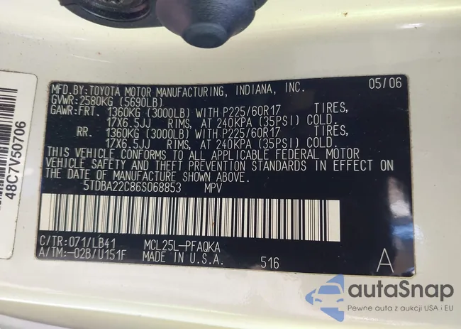 5TDBA22C86S068853: 42054927