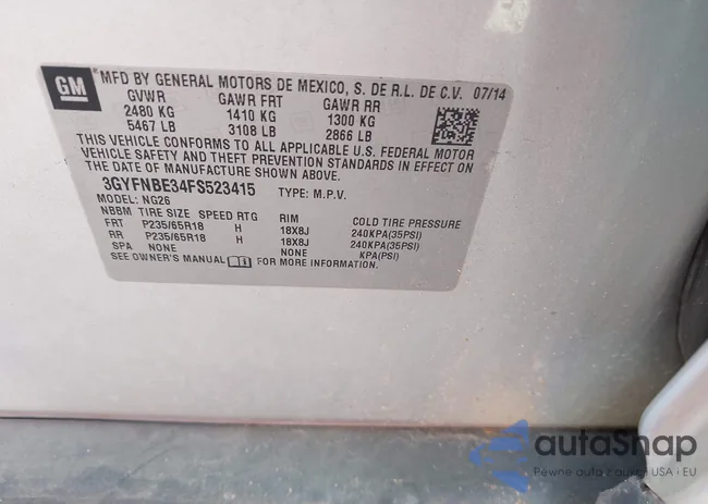 3GYFNBE34FS523415: 42055310