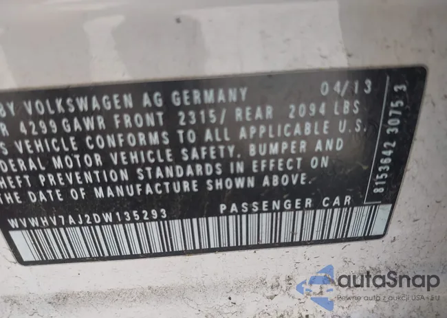 WVWHV7AJ2DW135293: 42054437