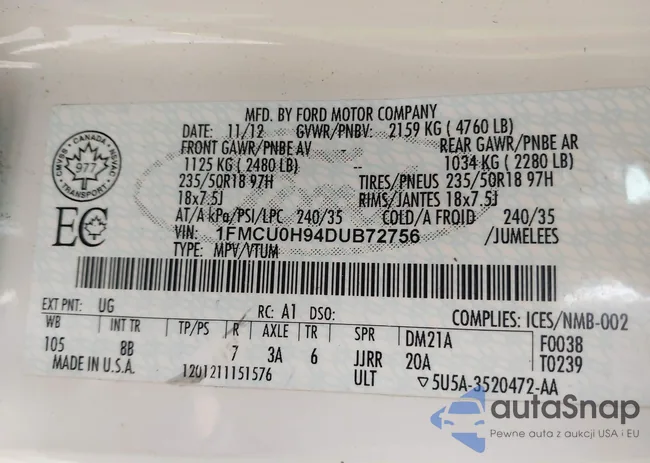 1FMCU0H94DUB72756: 42056975