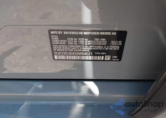 5UX33EU04S9W64021: 42057357