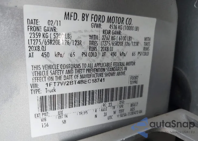 1FT7W2BT4BEC18741: 42057804