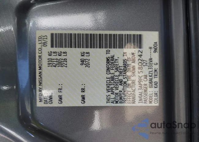 1N4AL3AP9FC580242: 42059005