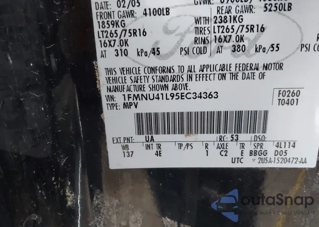 1FMNU41L95EC34363: 42061247