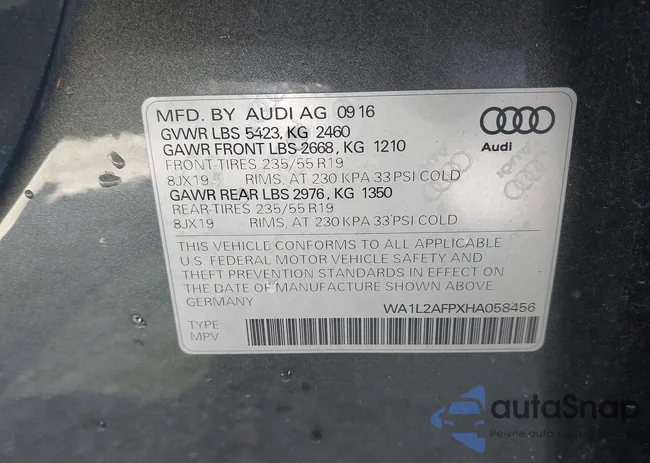 WA1L2AFPXHA058456: 42061778