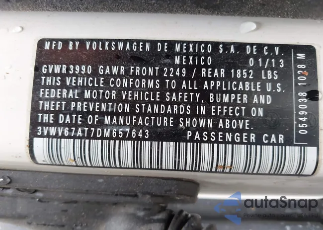 3VWV67AT7DM657643: 42061779