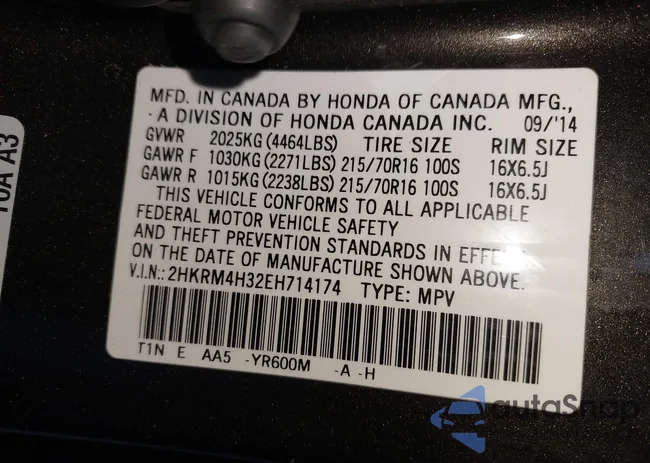 2HKRM4H32EH714174: 42061897