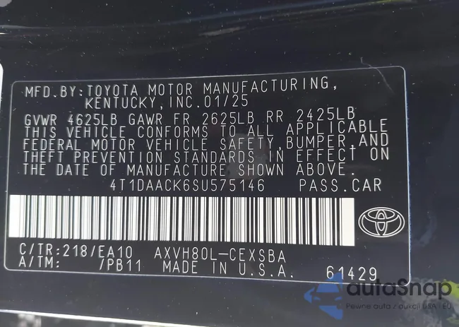 4T1DAACK6SU575146: 42062057