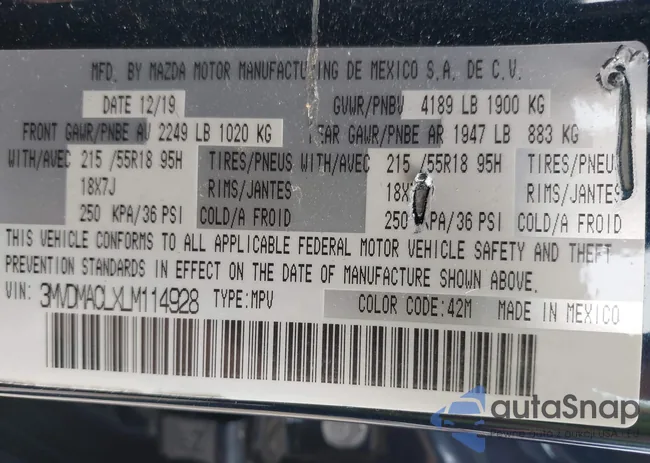 3MVDMACLXLM114928: 42062116