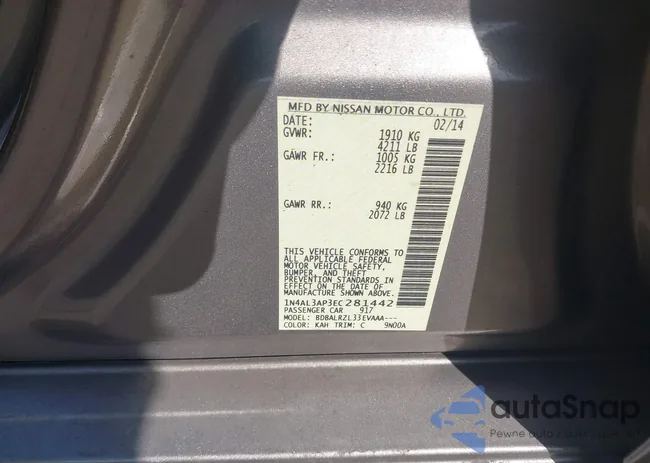 1N4AL3AP3EC281442: 42061513