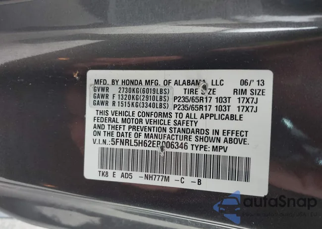 5FNRL5H62EB006346: 42061591