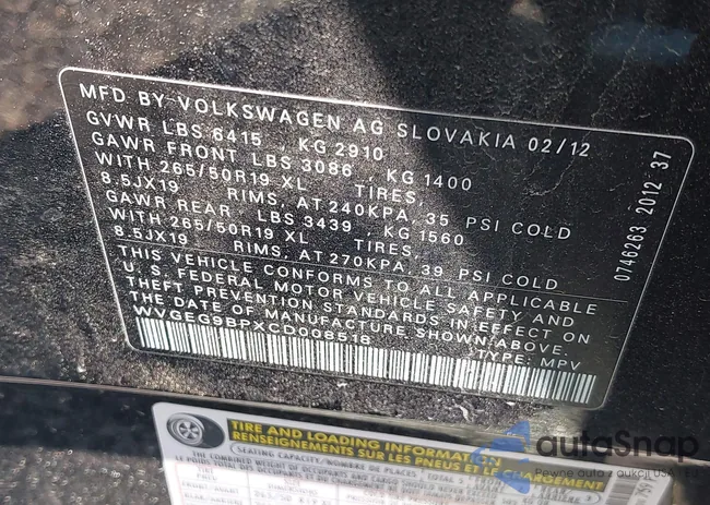 WVGEG9BPXCD008518: 42062765