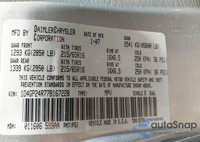 1D4GP24R77B167228: 42062853