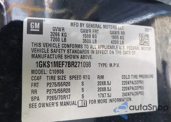 1GKS1MEF7BR271098: 42064073