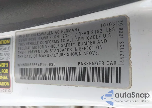 WVWRH63B64P150935: 42064933