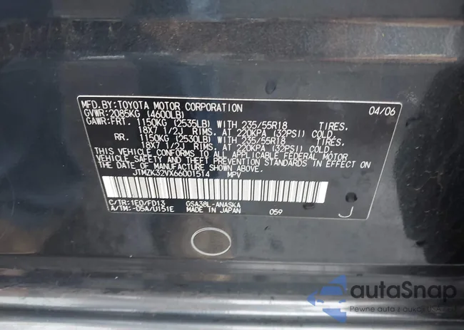 JTMZK32VX66001514: 42065005