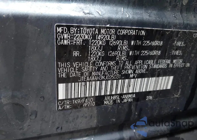 JTEAAAAH3MJ025031: 42065306