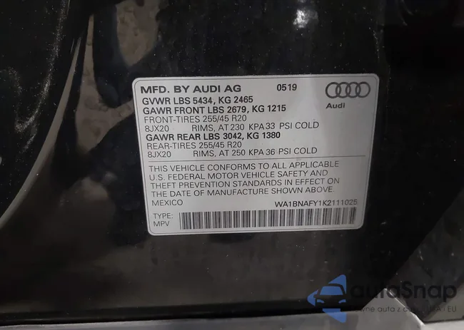 WA1BNAFY1K2111025: 42064432