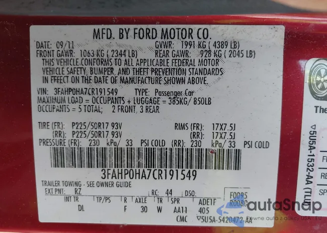 3FAHP0HA7CR191549: 42064515