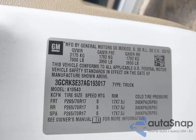 3GCRKSE37AG193017: 42064729