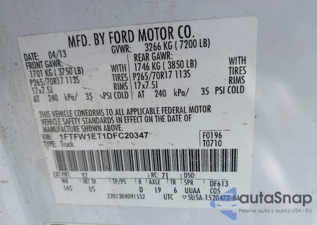 1FTFW1ET1DFC20347: 42067294