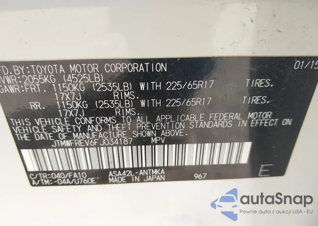 JTMWFREV6FJ034187: 42068330