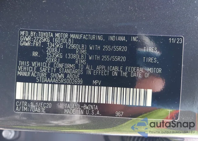 5TDAAAA65RS002699: 42068593