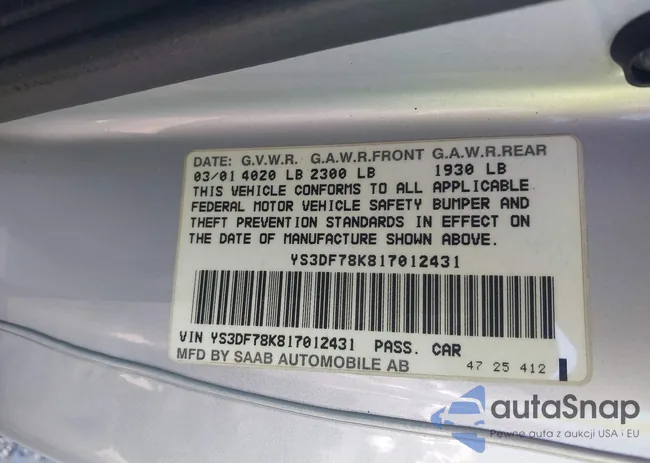 YS3DF78K817012431: 42069759