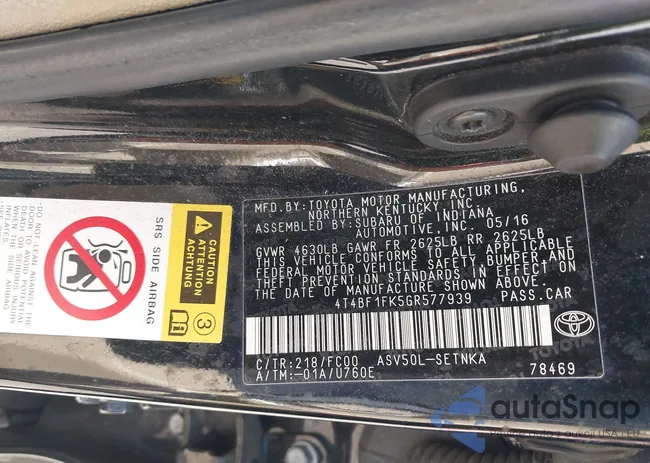 4T4BF1FK5GR577939: 42069471