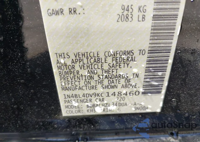 1N4BL4DV9KC148460: 42071011