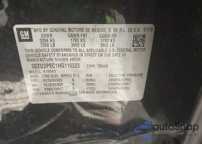 3GTU2PEC1HG116323: 42071222