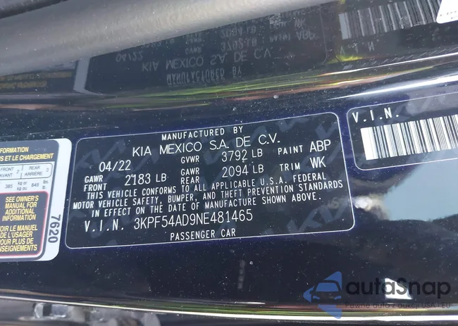 3KPF54AD9NE481465: 42071802