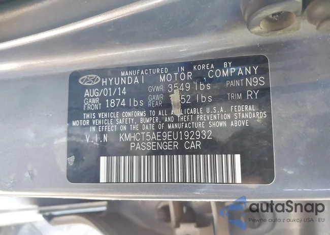 KMHCT5AE9EU192932: 42071333