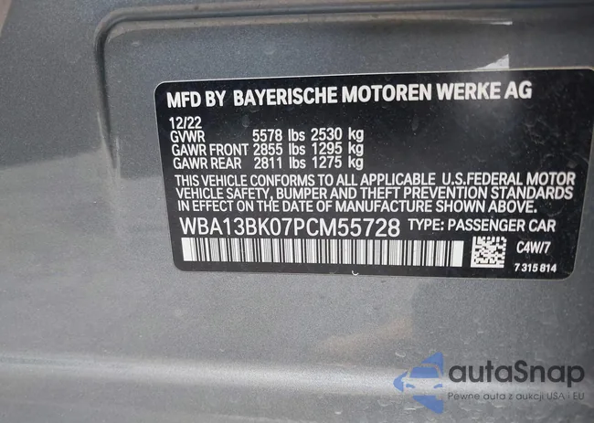 WBA13BK07PCM55728: 42072672