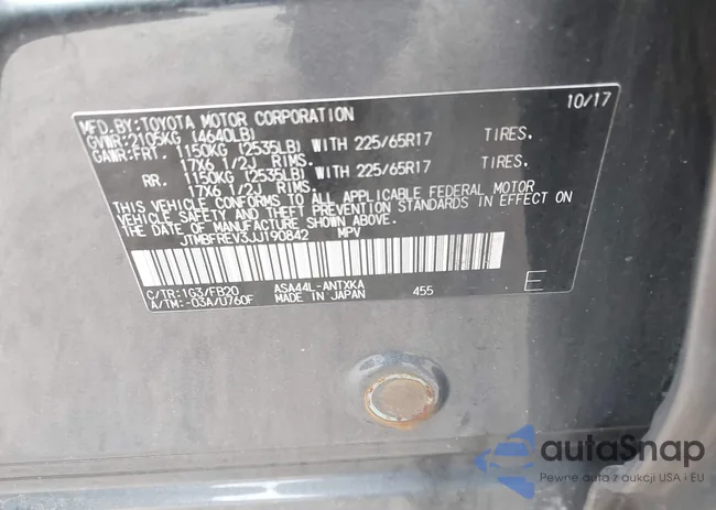 JTMBFREV3JJ190842: 42072773