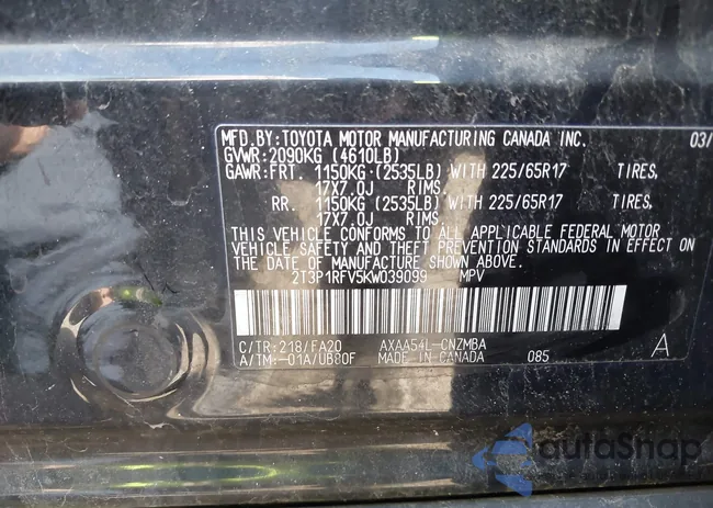 2T3P1RFV5KW039099: 42073073