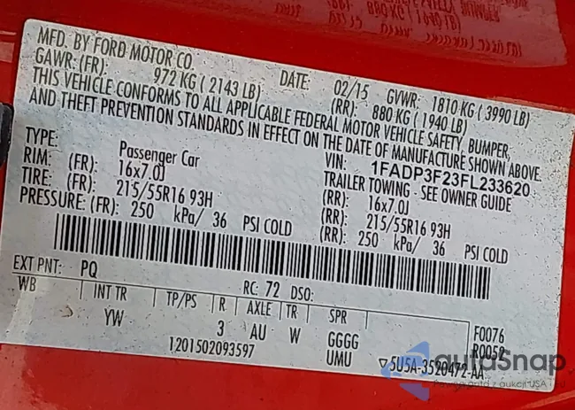 1FADP3F23FL233620: 42073204