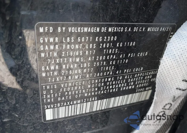 3VV2B7AX4MM121545: 42073921