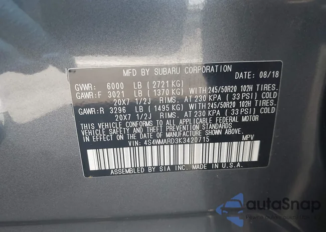 4S4WMARD3K3420715: 42074016