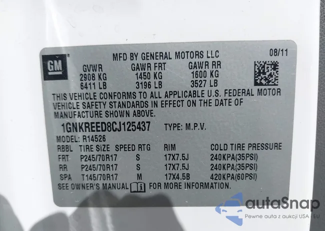 1GNKREED8CJ125437: 42073517