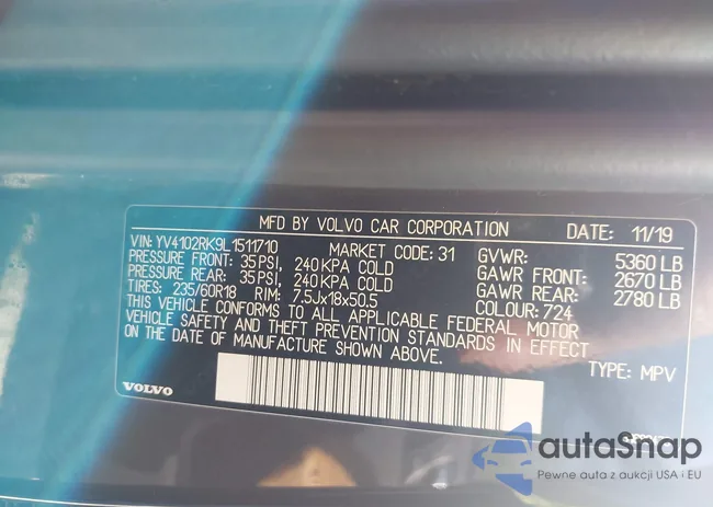 YV4102RK9L1511710: 42074621