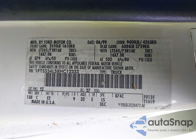 1FTSS34L5XHC12333: 42075692