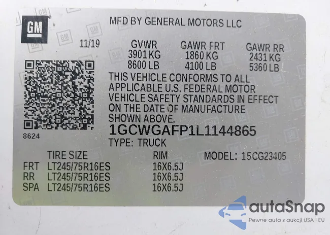 1GCWGAFP1L1144865: 42075803