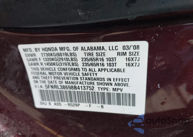 5FNRL38698B413752: 42075987